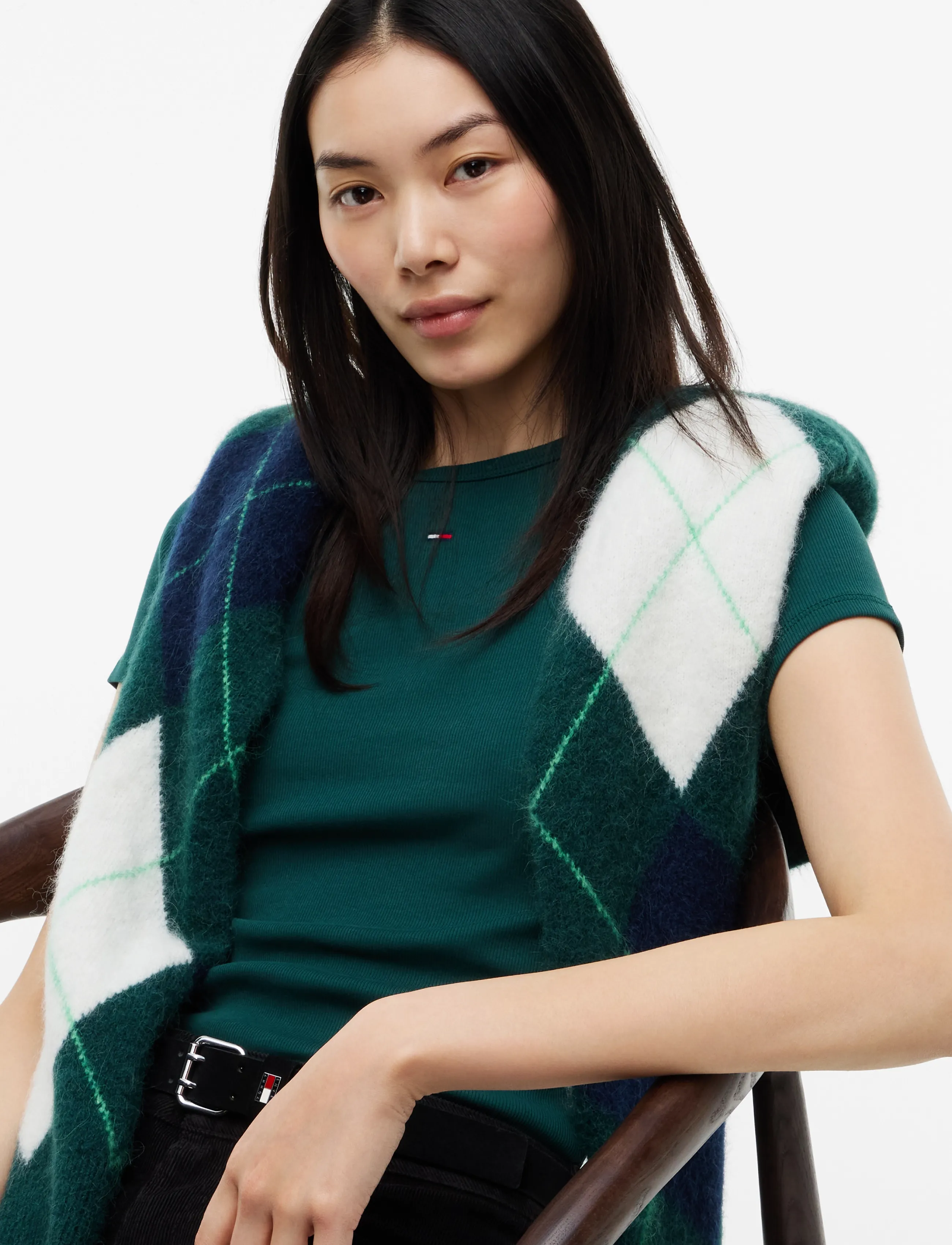 Tommy Jeans - TJW SLIM ESSENTIAL RIB SS EXT - t-shirts - elegant green - 3