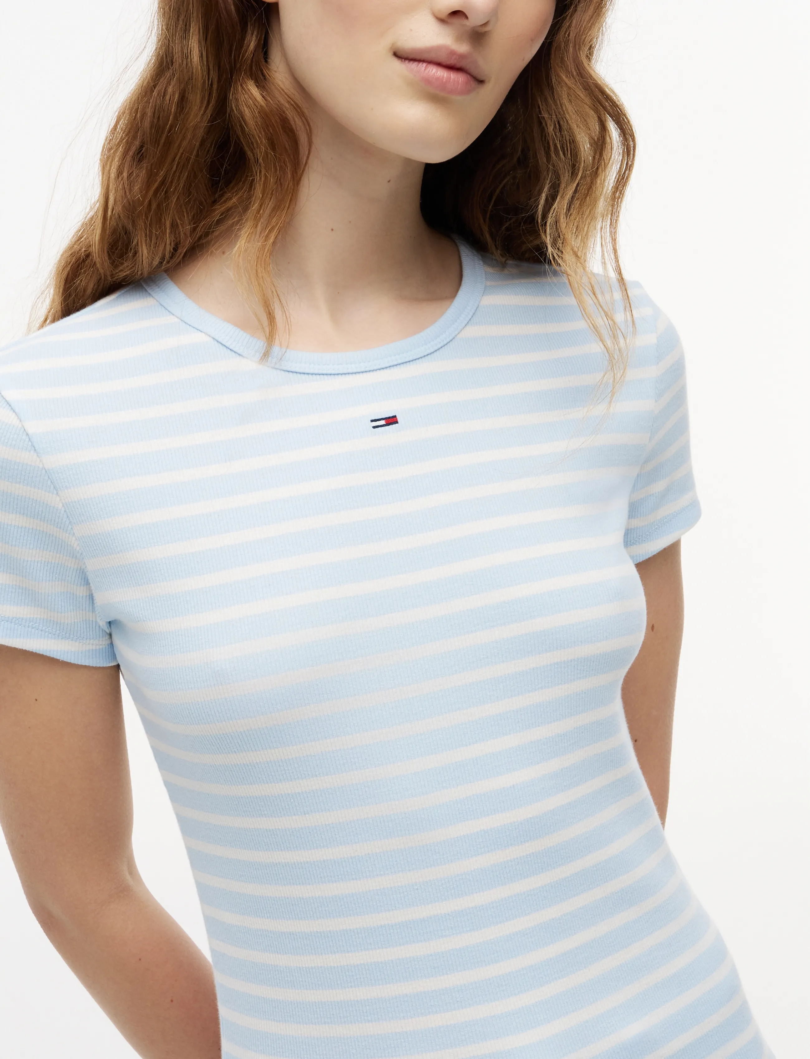 Tommy Jeans - TJW SLIM ESSENTIAL RIB SS EXT - t-shirts - kingly blue   stripe - 3