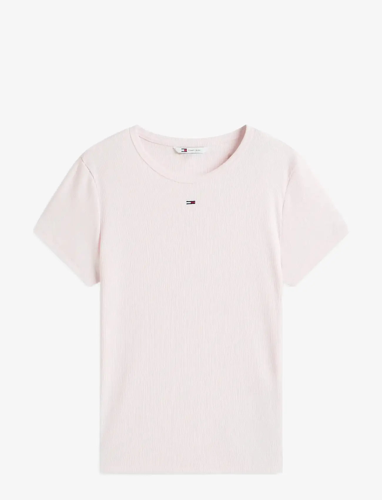 Tommy Jeans - TJW SLIM ESSENTIAL RIB SS EXT - t-shirts - light pink - 1