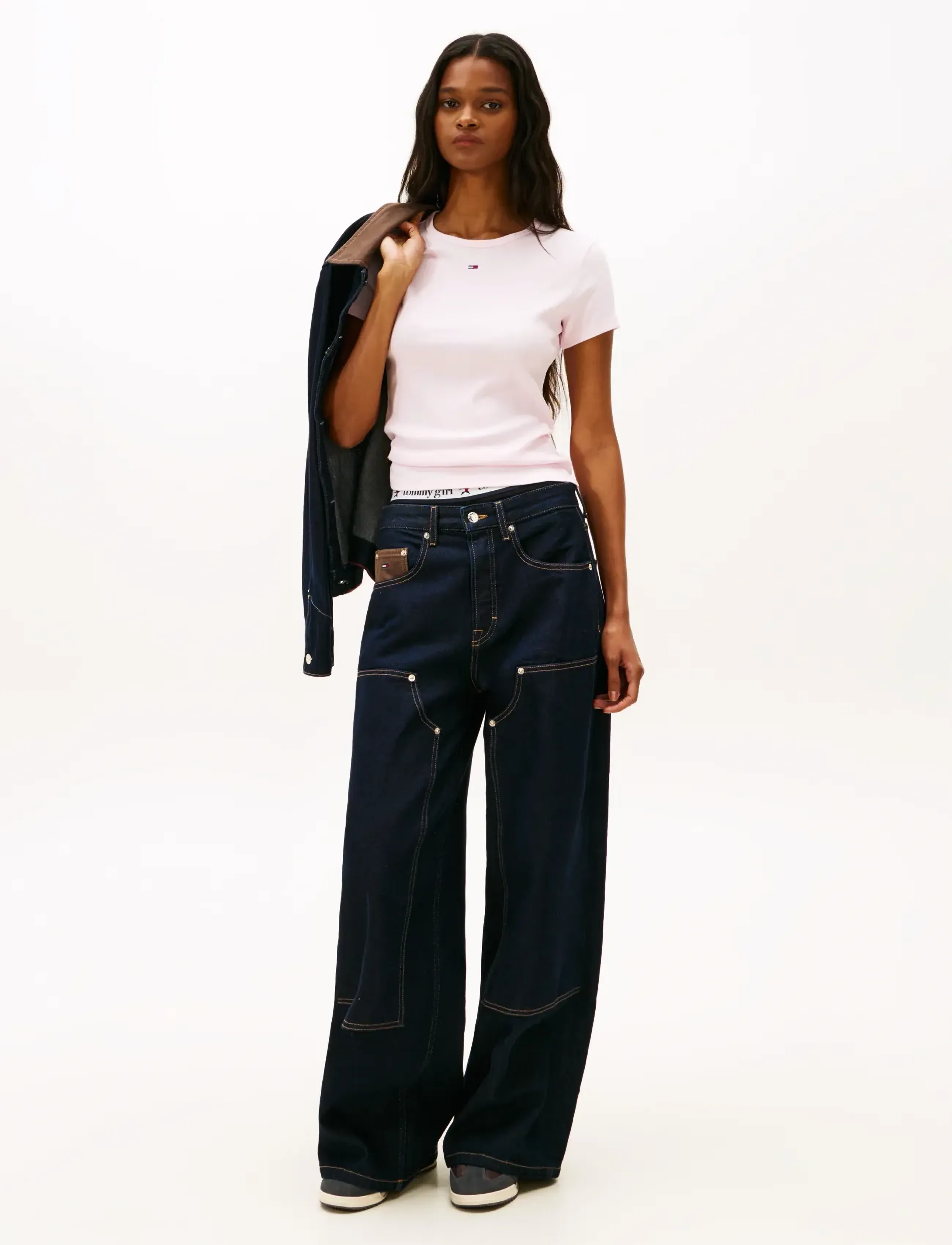 Tommy Jeans - TJW SLIM ESSENTIAL RIB SS - t-shirts - light pink - 2