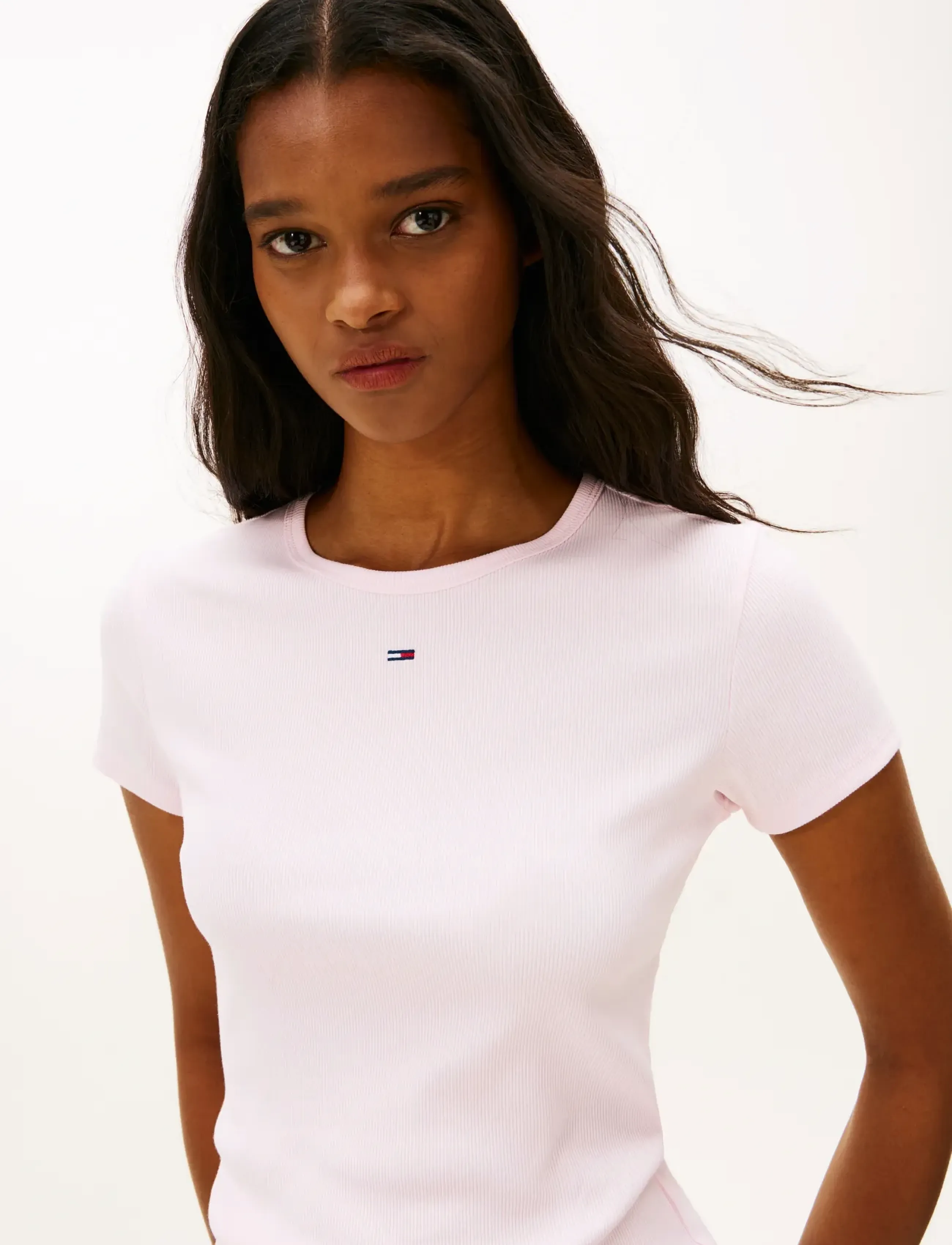Tommy Jeans - TJW SLIM ESSENTIAL RIB SS - t-särgid - light pink - 4