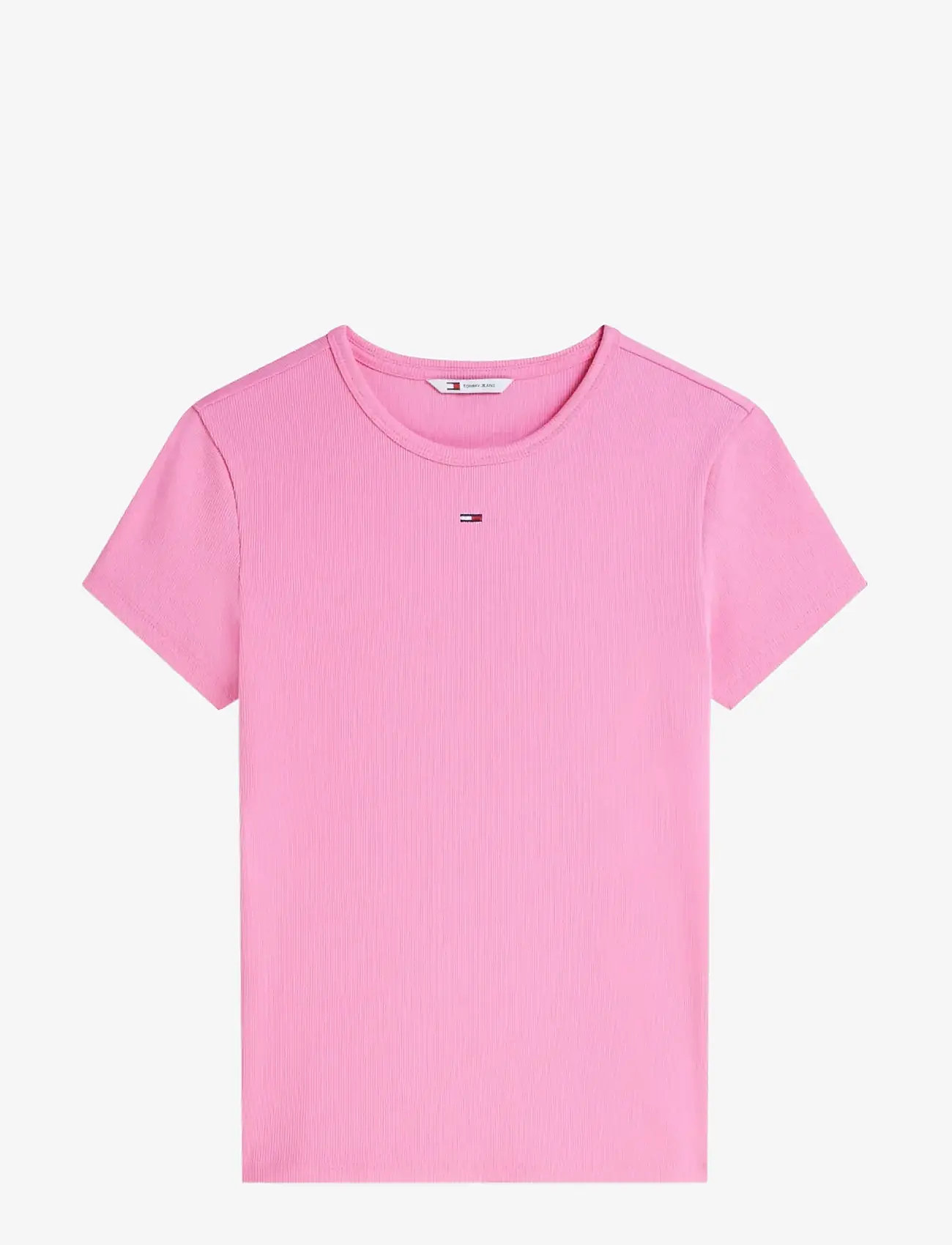 Tommy Jeans - TJW SLIM ESSENTIAL RIB SS - t-shirts - pink daisy - 1