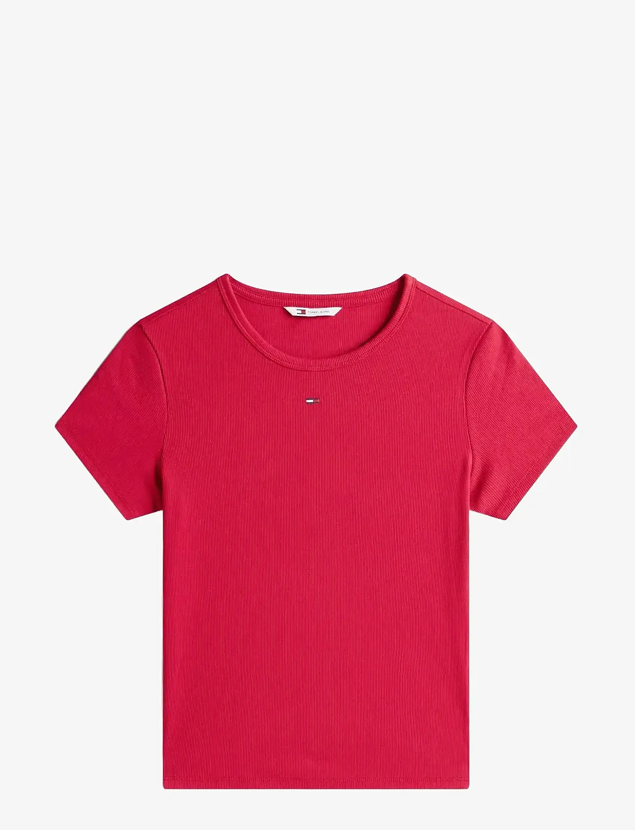 Tommy Jeans - TJW SLIM ESSENTIAL RIB SS EXT - t-särgid - ruby rhubarb - 1