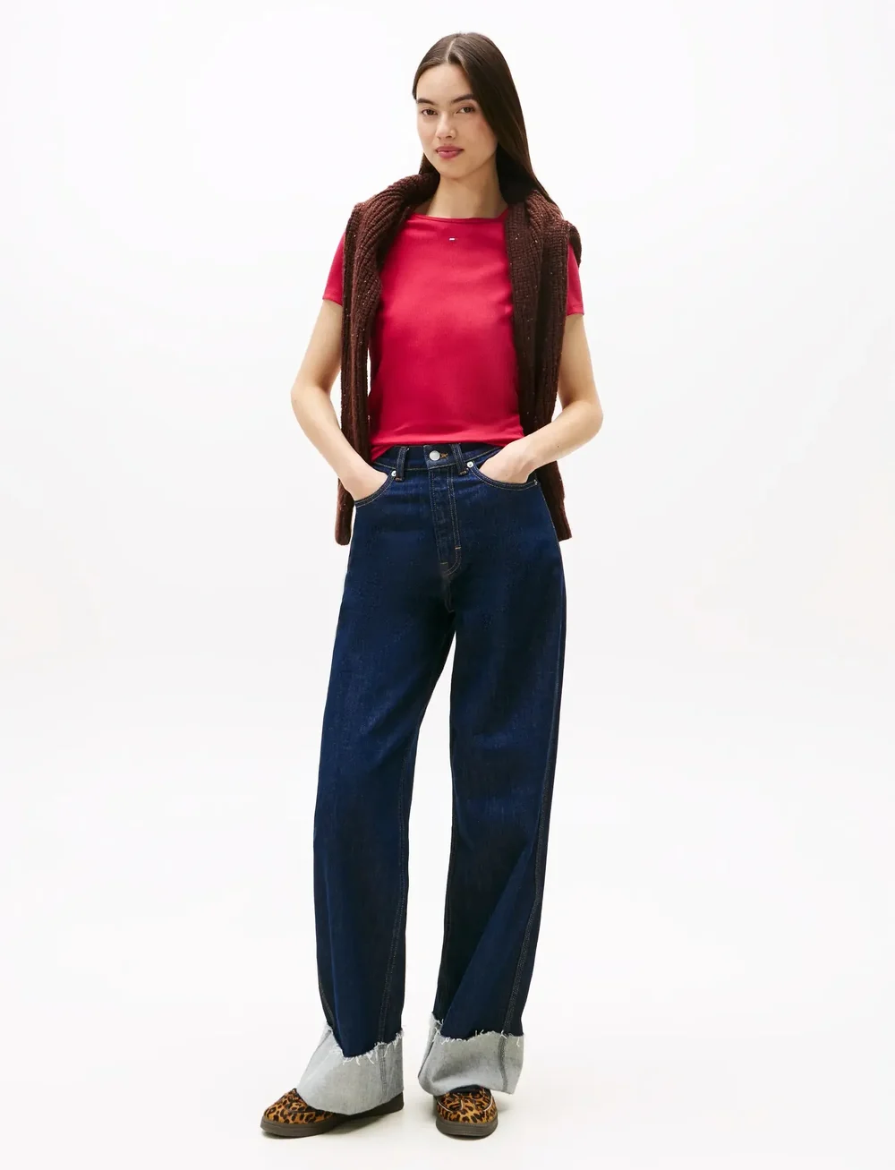 Tommy Jeans - TJW SLIM ESSENTIAL RIB SS - t-shirts - ruby rhubarb - 2
