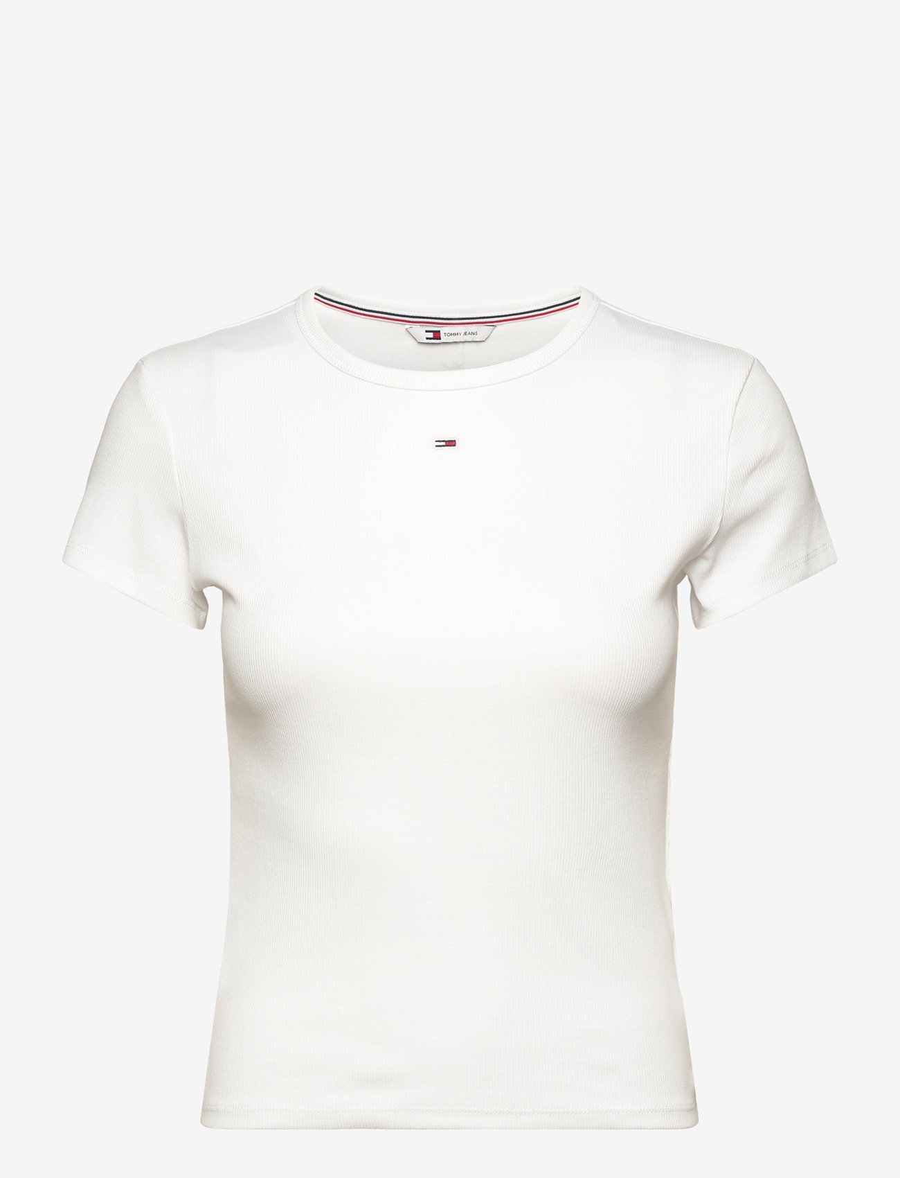 Tommy Jeans - TJW SLIM ESSENTIAL RIB SS - t-shirts - white - 1