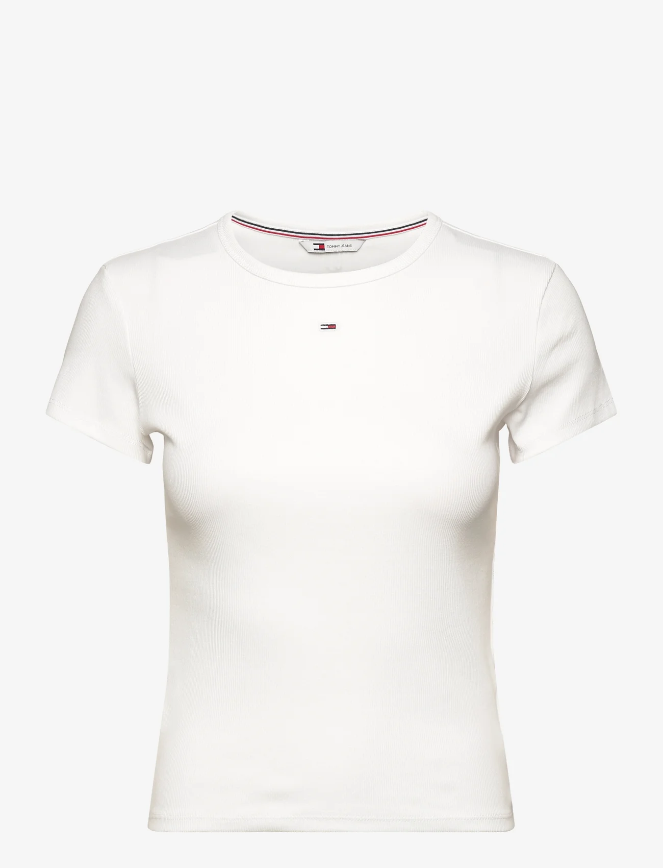 Tommy Jeans - TJW SLIM ESSENTIAL RIB SS EXT - t-shirts - white - 0