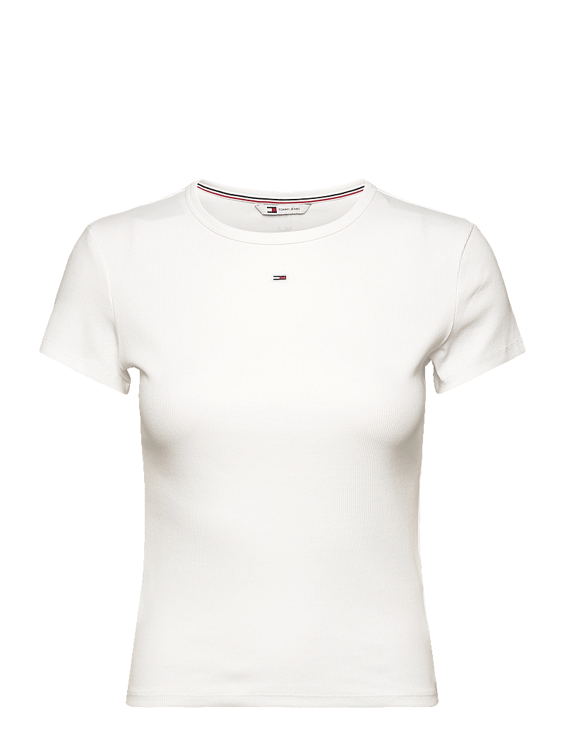 Tommy Jeans - TJW SLIM ESSENTIAL RIB SS - t-shirts - white - 1