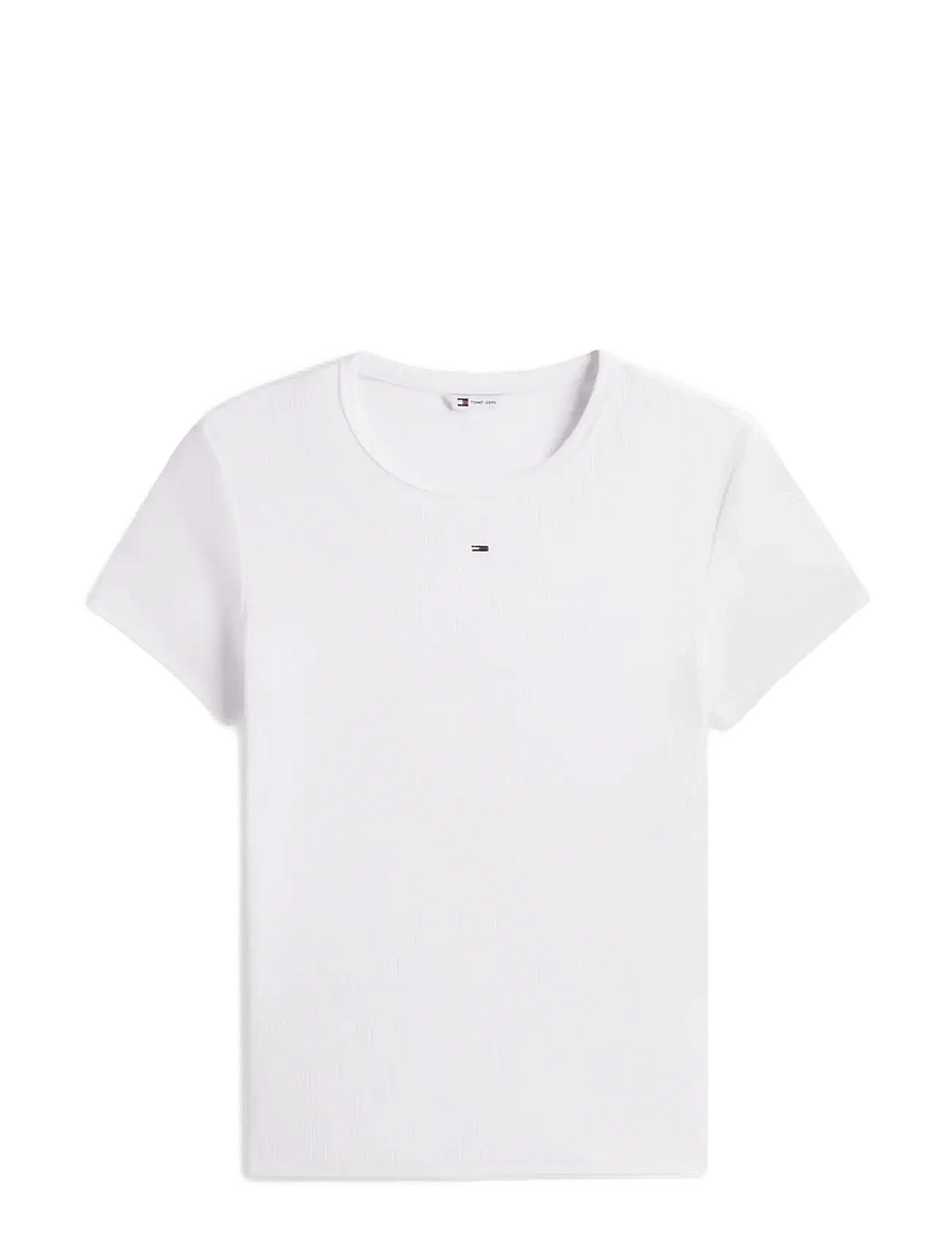 Tommy Jeans - TJW SLIM ESSENTIAL RIB SS EXT - t-shirts - white - 1