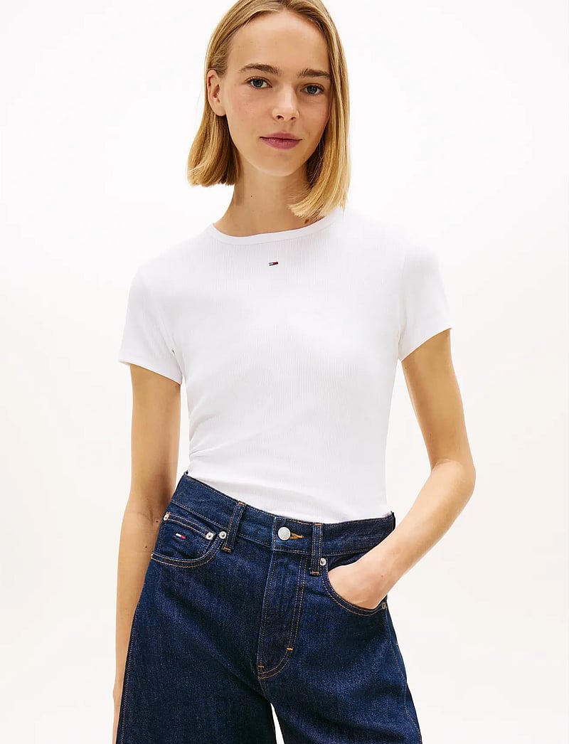 Tommy Jeans - TJW SLIM ESSENTIAL RIB SS - t-shirts - white - 5