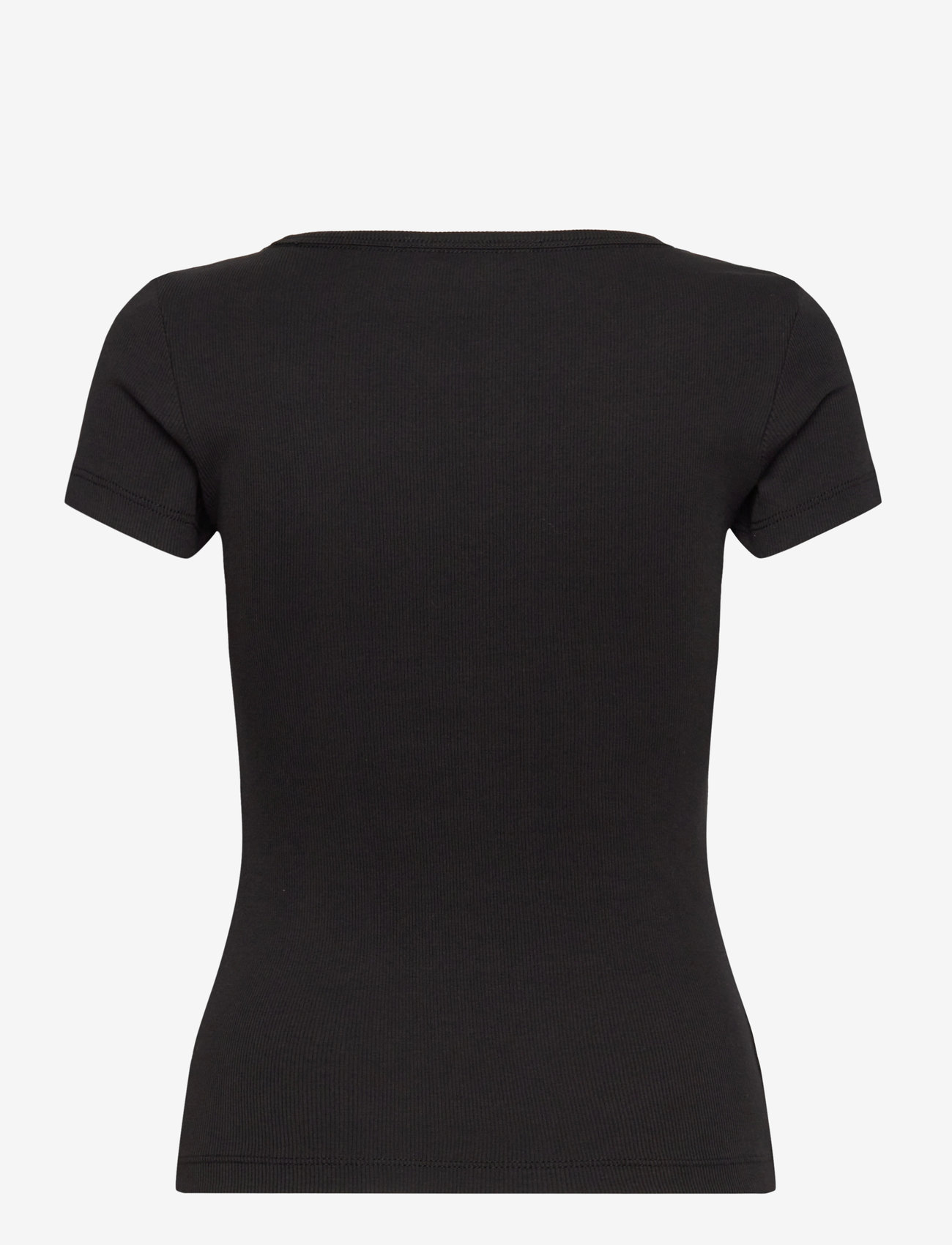 Tommy Jeans - TJW SLIM ESSENTIAL RIB V SS - t-shirts - black - 2