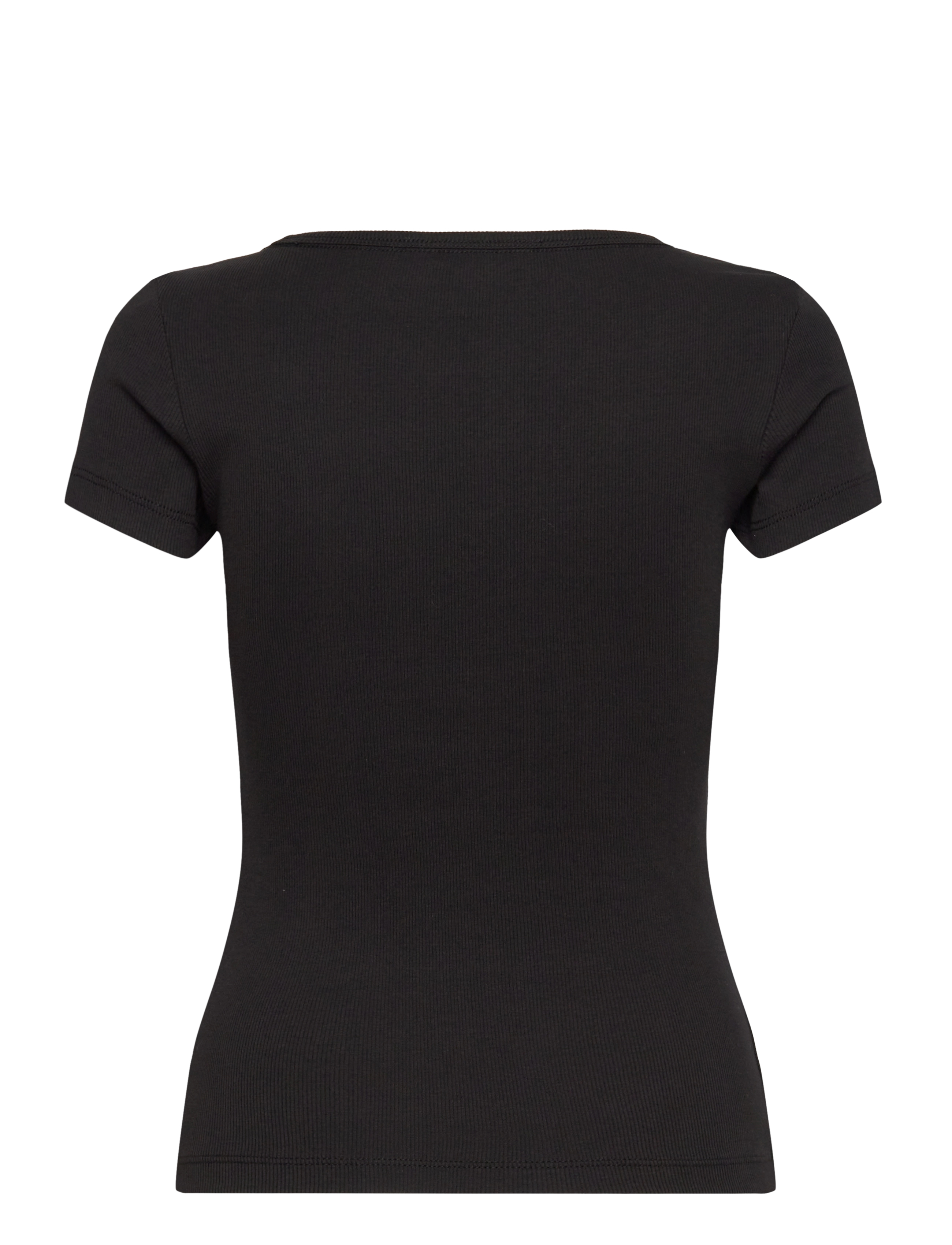 Tommy Jeans - TJW SLIM ESSENTIAL RIB V SS - t-shirts - black - 2