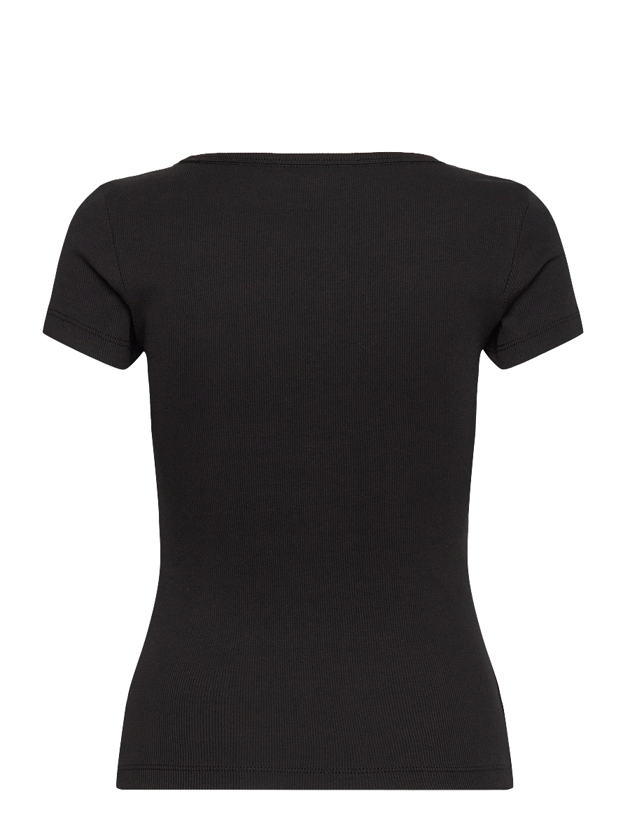 Tommy Jeans - TJW SLIM ESSENTIAL RIB V SS - t-särgid - black - 2