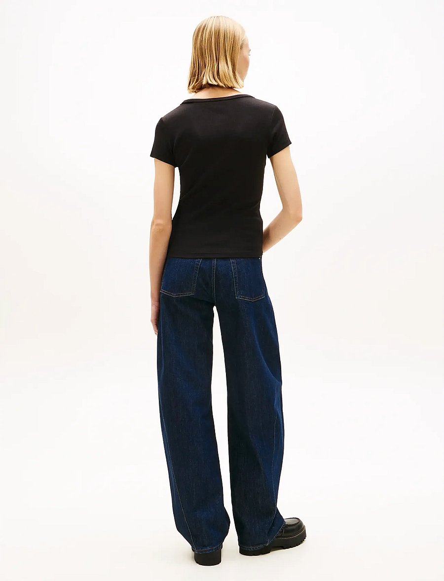 Tommy Jeans - TJW SLIM ESSENTIAL RIB V SS - t-särgid - black - 3