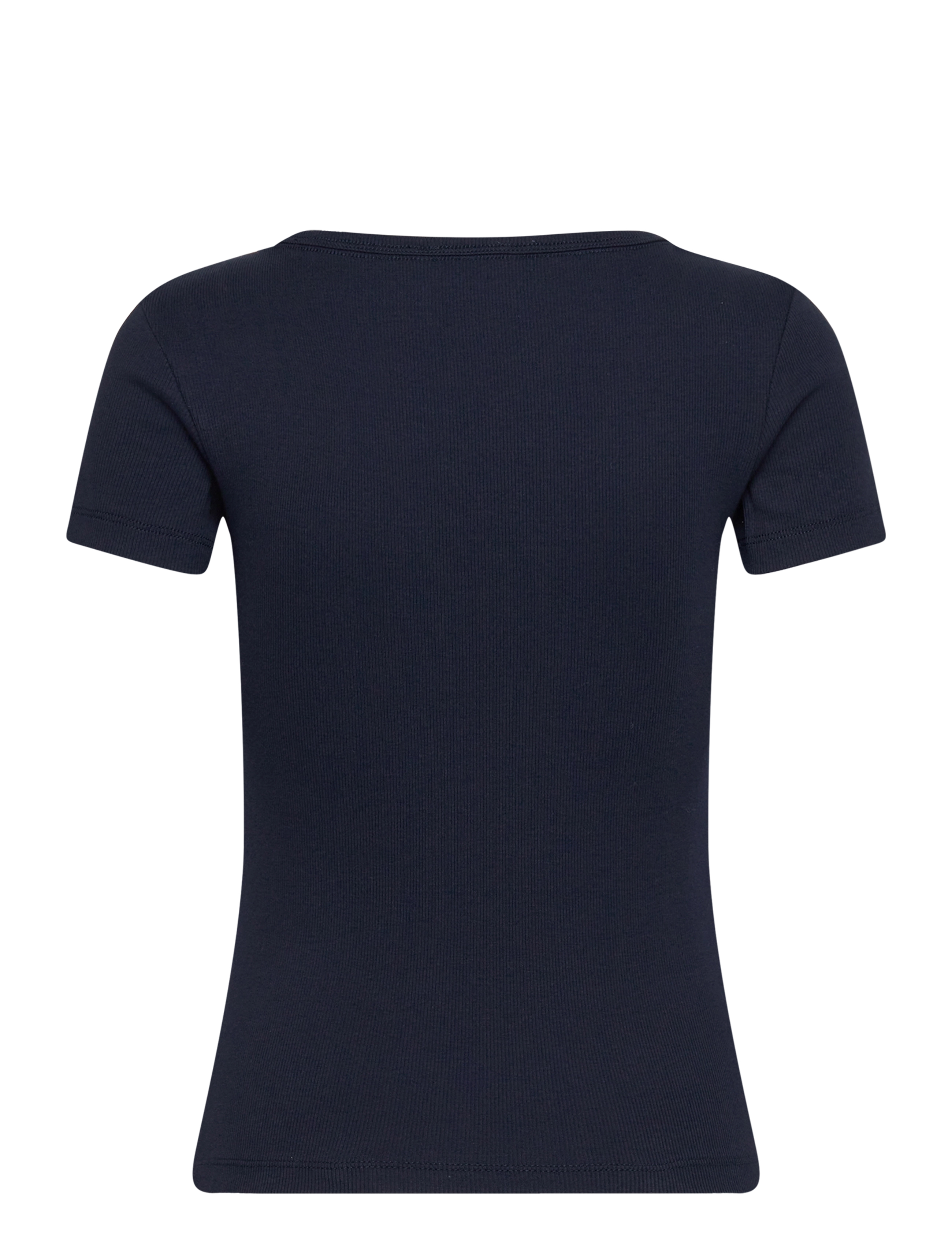 Tommy Jeans - TJW SLIM ESSENTIAL RIB V SS - t-shirts - dark night navy - 2