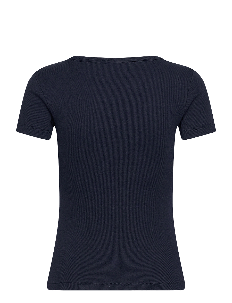 Tommy Jeans - TJW SLIM ESSENTIAL RIB V SS - t-särgid - dark night navy - 2