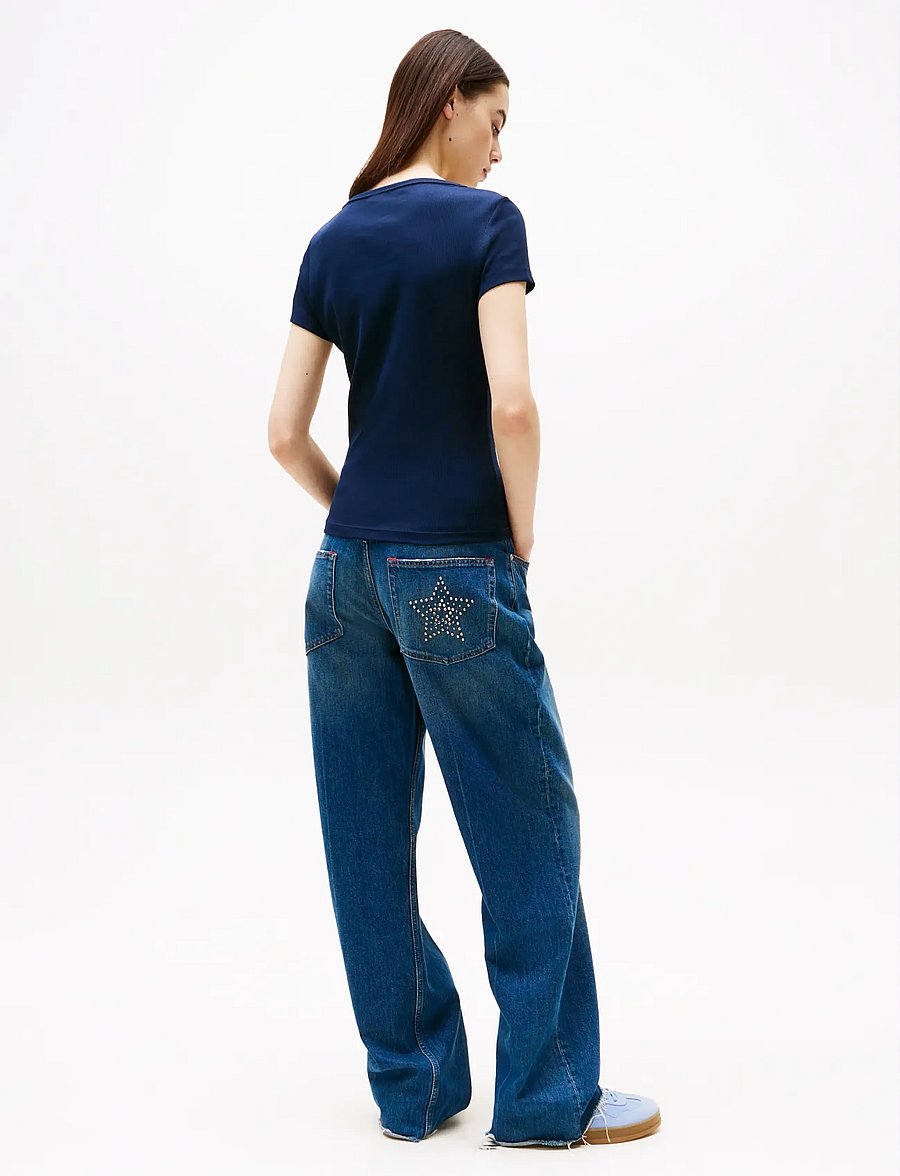 Tommy Jeans - TJW SLIM ESSENTIAL RIB V SS - t-särgid - dark night navy - 3
