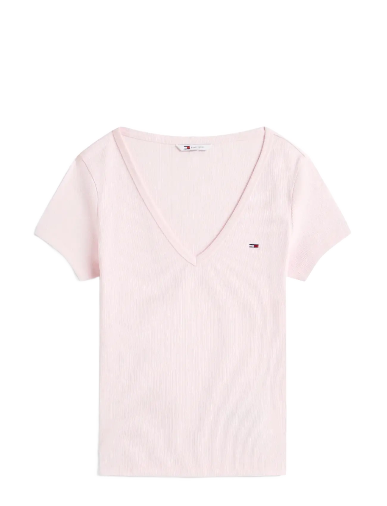 Tommy Jeans TJW SLIM ESSENTIAL RIB V SS - Tøj - LIGHT PINK / pink/rose