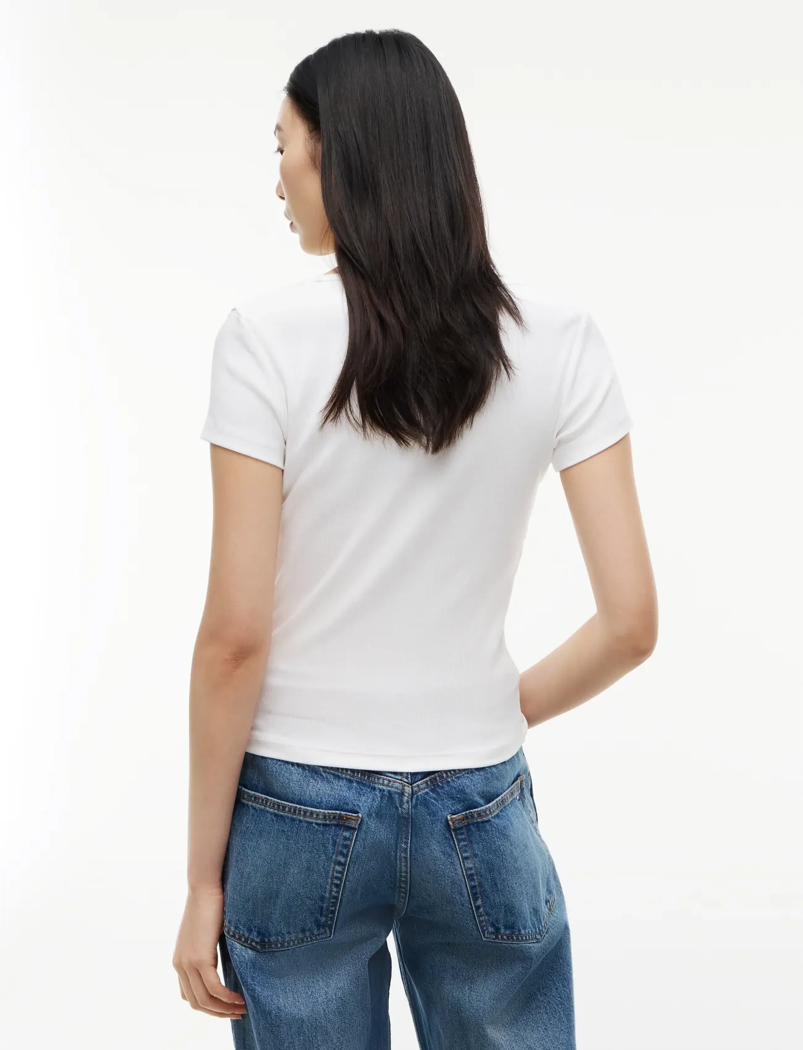Tommy Jeans - TJW SLIM ESSENTIAL RIB V SS - herbstliche kleidung - white - 2