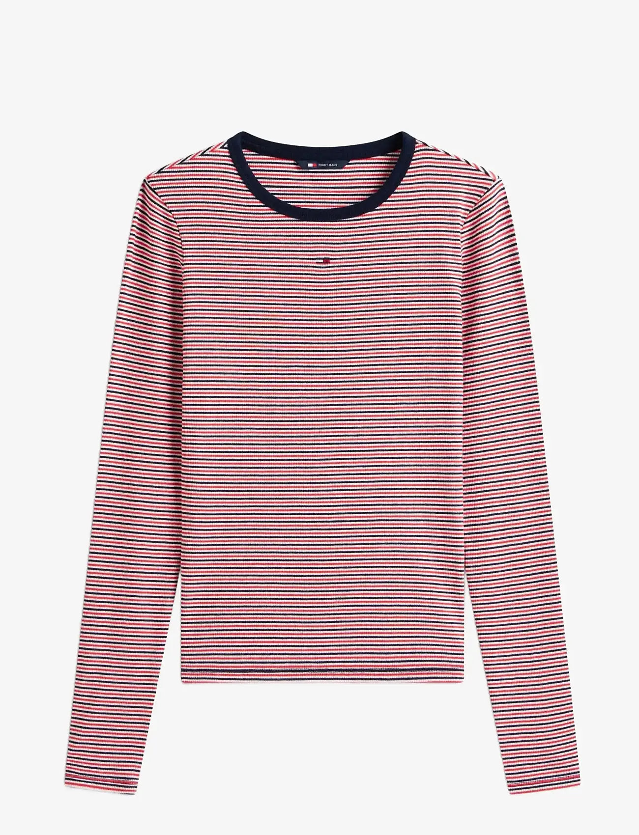Tommy Jeans - TJW SLIM ESSENTIAL RIB LS - långärmade toppar - red   navy   white mini stripe - 1
