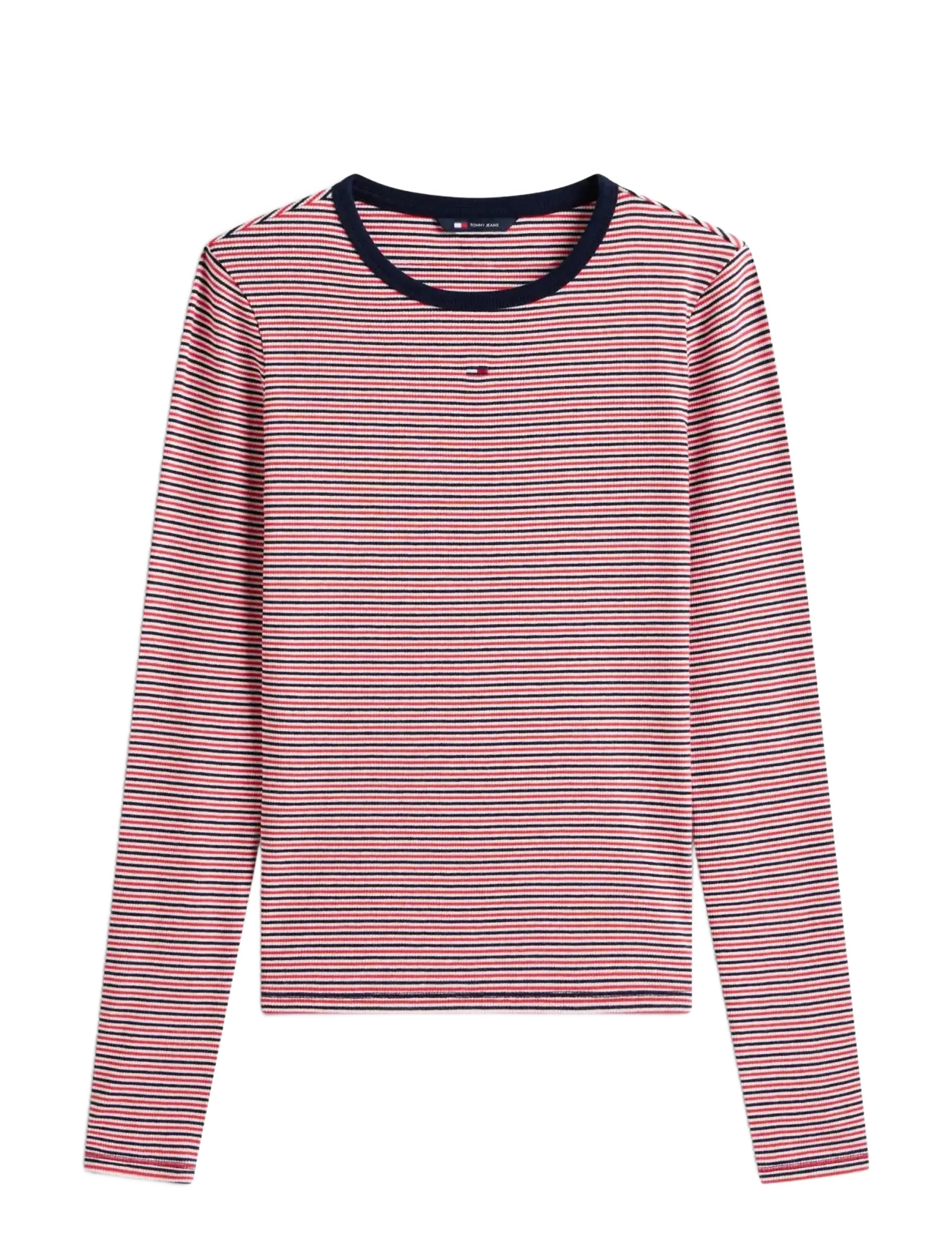 TJW SLIM ESSENTIAL RIB LS - RED   NAVY   WHITE MINI STRIPE