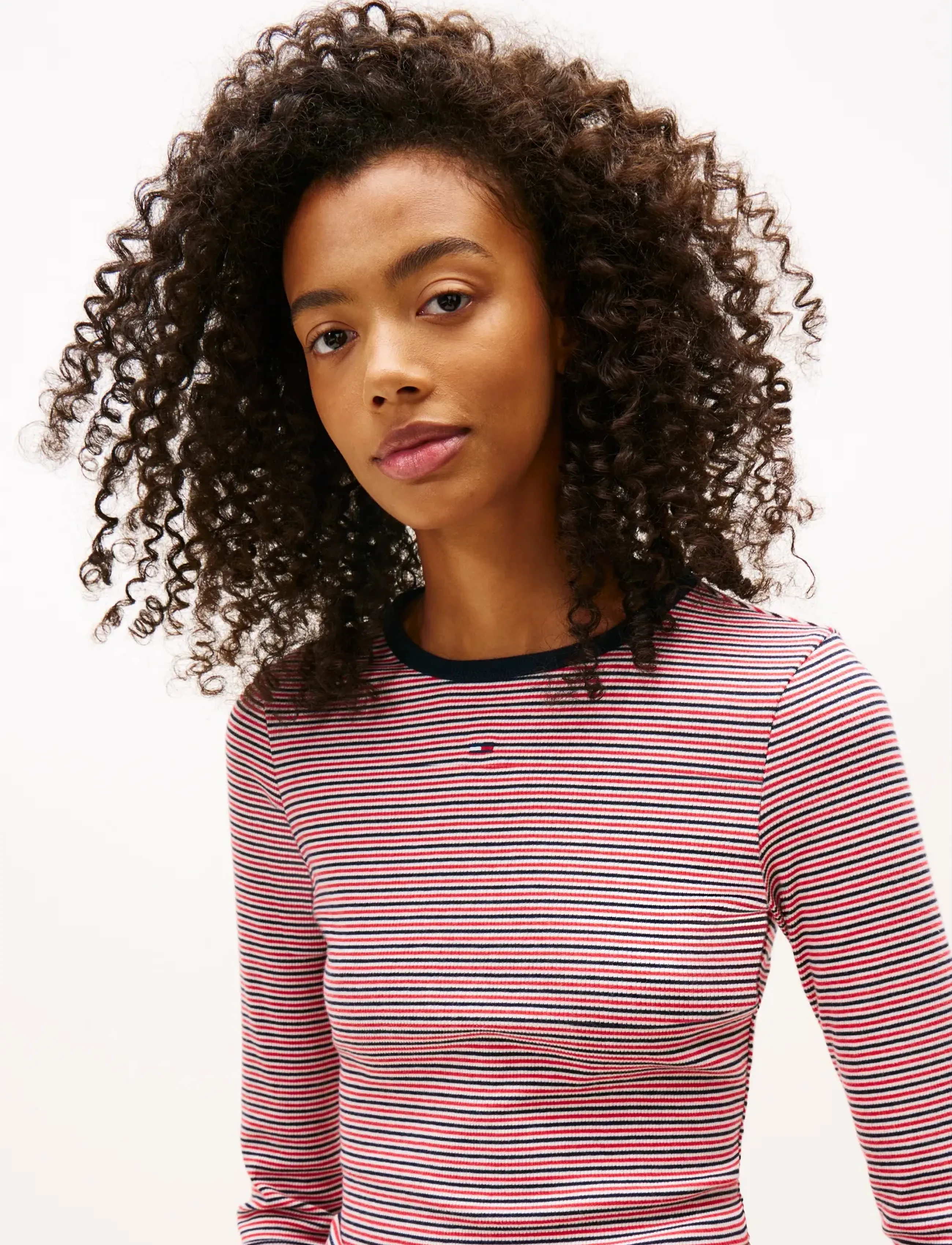 Tommy Jeans - TJW SLIM ESSENTIAL RIB LS - langærmede toppe - red   navy   white mini stripe - 4