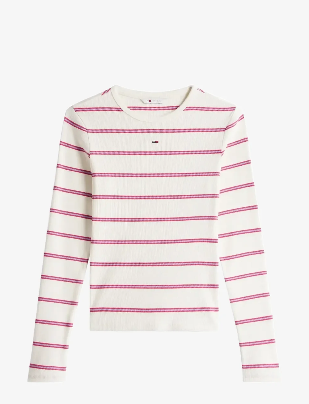 Tommy Jeans - TJW SLIM ESSENTIAL RIB LS - långärmade toppar - ancient white / cerise stripe - 1