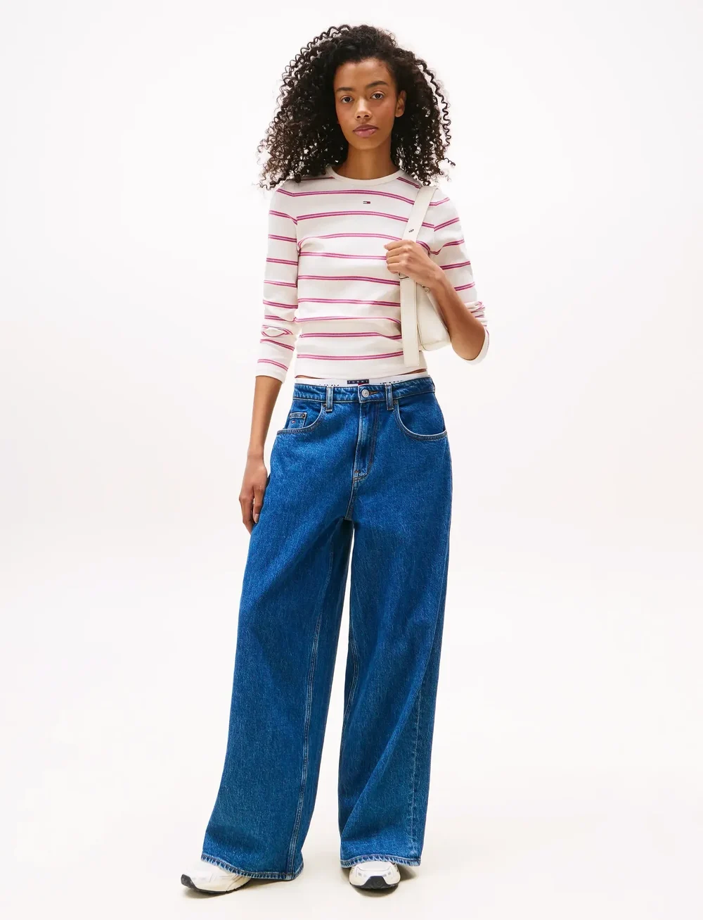 Tommy Jeans - TJW SLIM ESSENTIAL RIB LS - långärmade toppar - ancient white / cerise stripe - 2