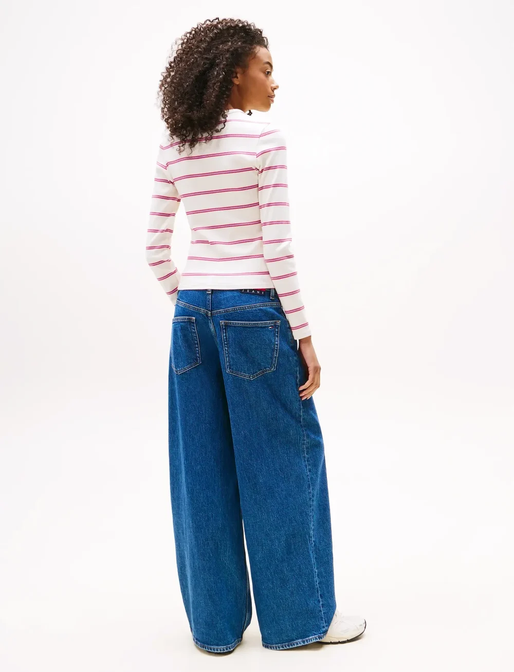 Tommy Jeans - TJW SLIM ESSENTIAL RIB LS - långärmade toppar - ancient white / cerise stripe - 3