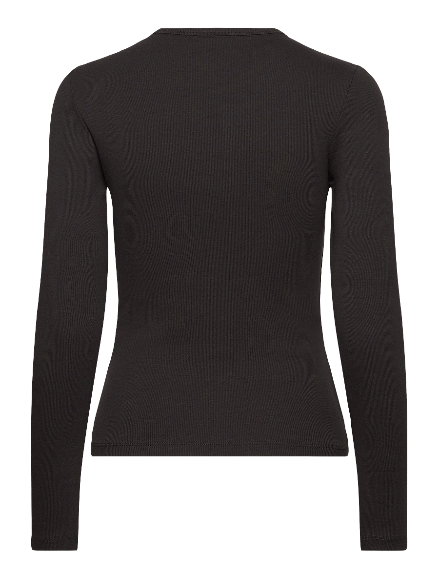 Tommy Jeans - TJW SLIM ESSENTIAL RIB LS - long-sleeved tops - black - 2