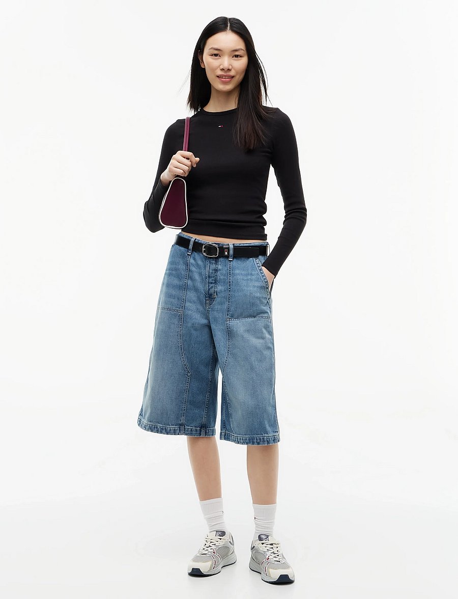 Tommy Jeans - TJW SLIM ESSENTIAL RIB LS - long-sleeved tops - black - 5