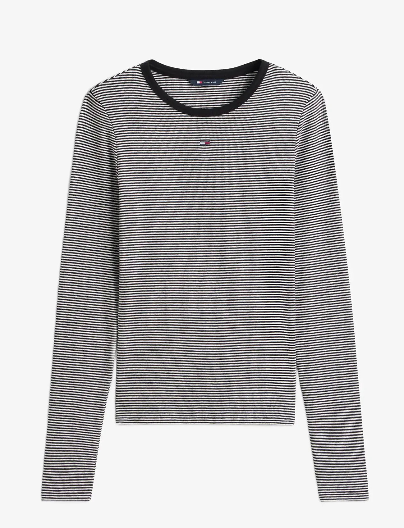 Tommy Jeans - TJW SLIM ESSENTIAL RIB LS - langærmede toppe - black  ecru stripe - 1