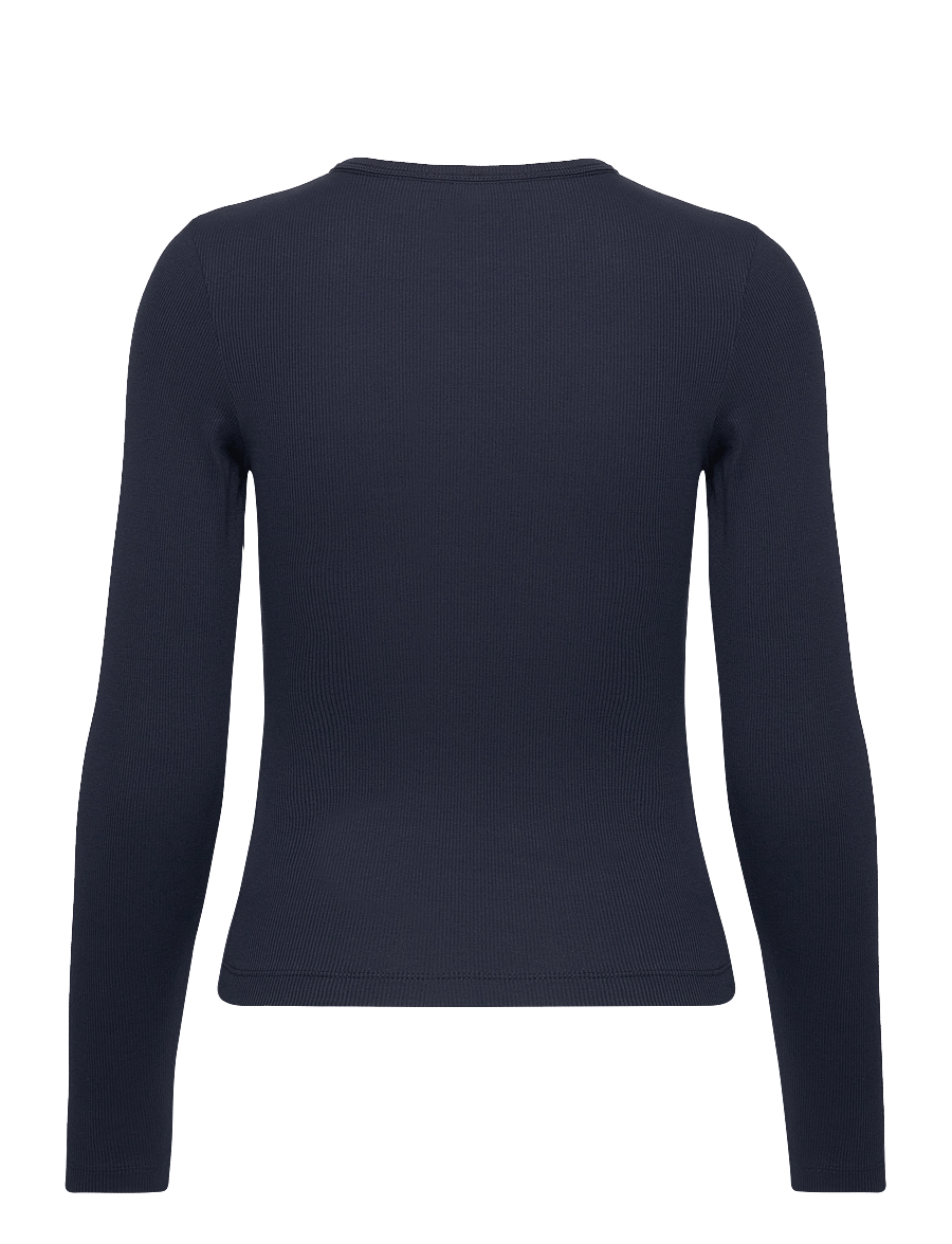 Tommy Jeans - TJW SLIM ESSENTIAL RIB LS - langermede topper - dark blue - 2