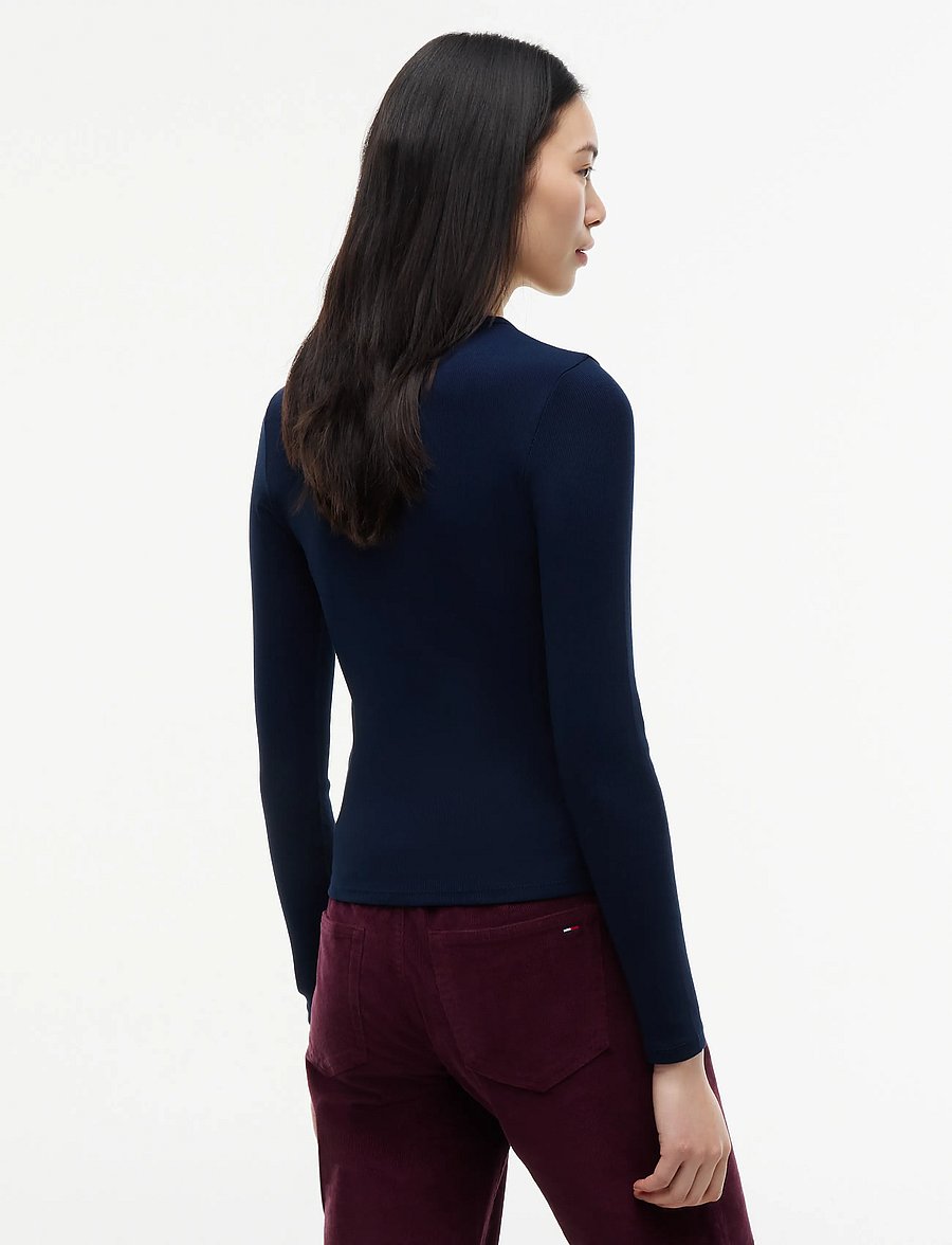 Tommy Jeans - TJW SLIM ESSENTIAL RIB LS - langermede topper - dark blue - 3