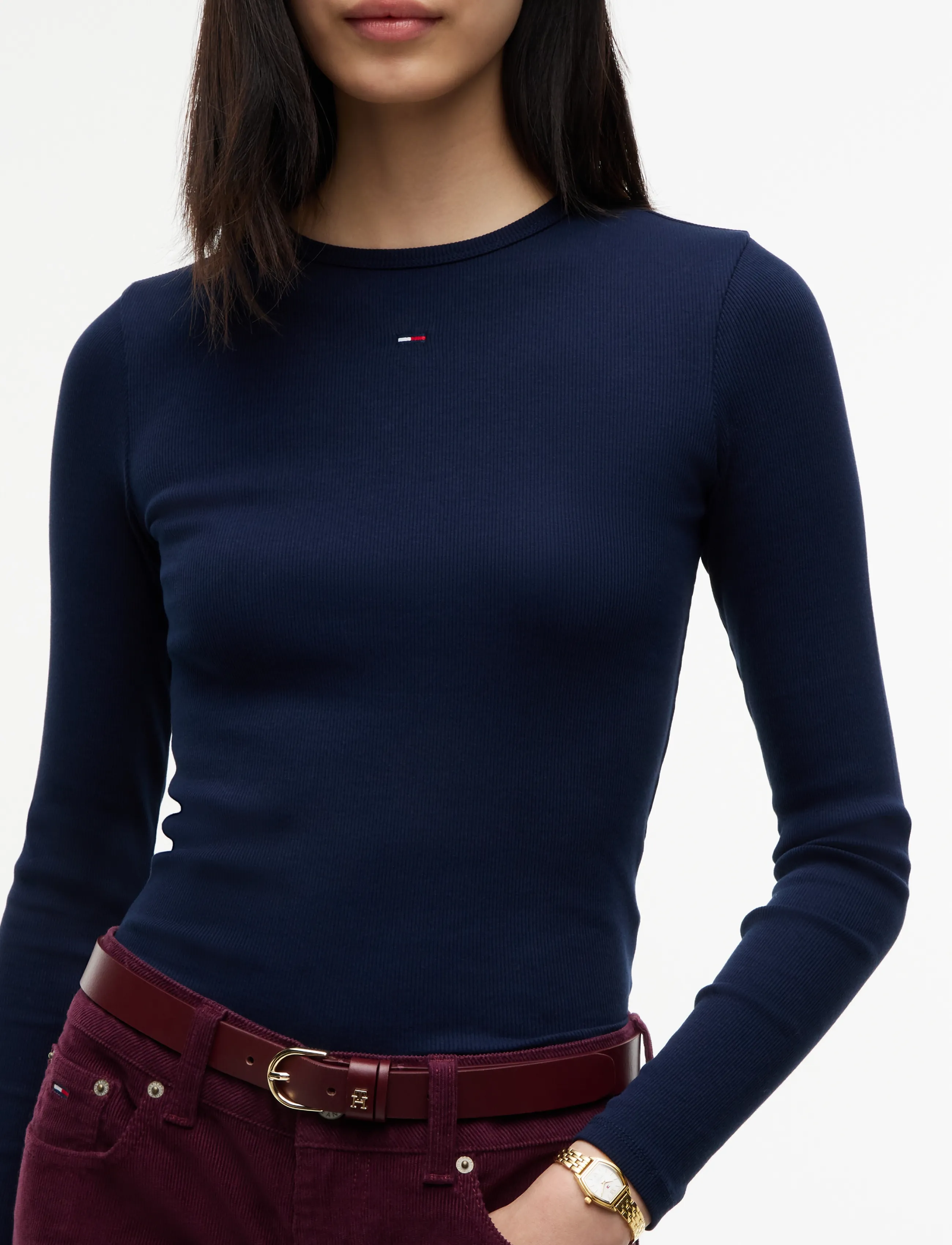 Tommy Jeans - TJW SLIM ESSENTIAL RIB LS - pikkade varrukatega topid - dark blue - 4