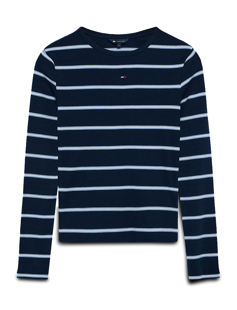 Tommy Jeans - TJW SLIM ESSENTIAL RIB LS - long-sleeved tops - dark night navy / stripe - 1
