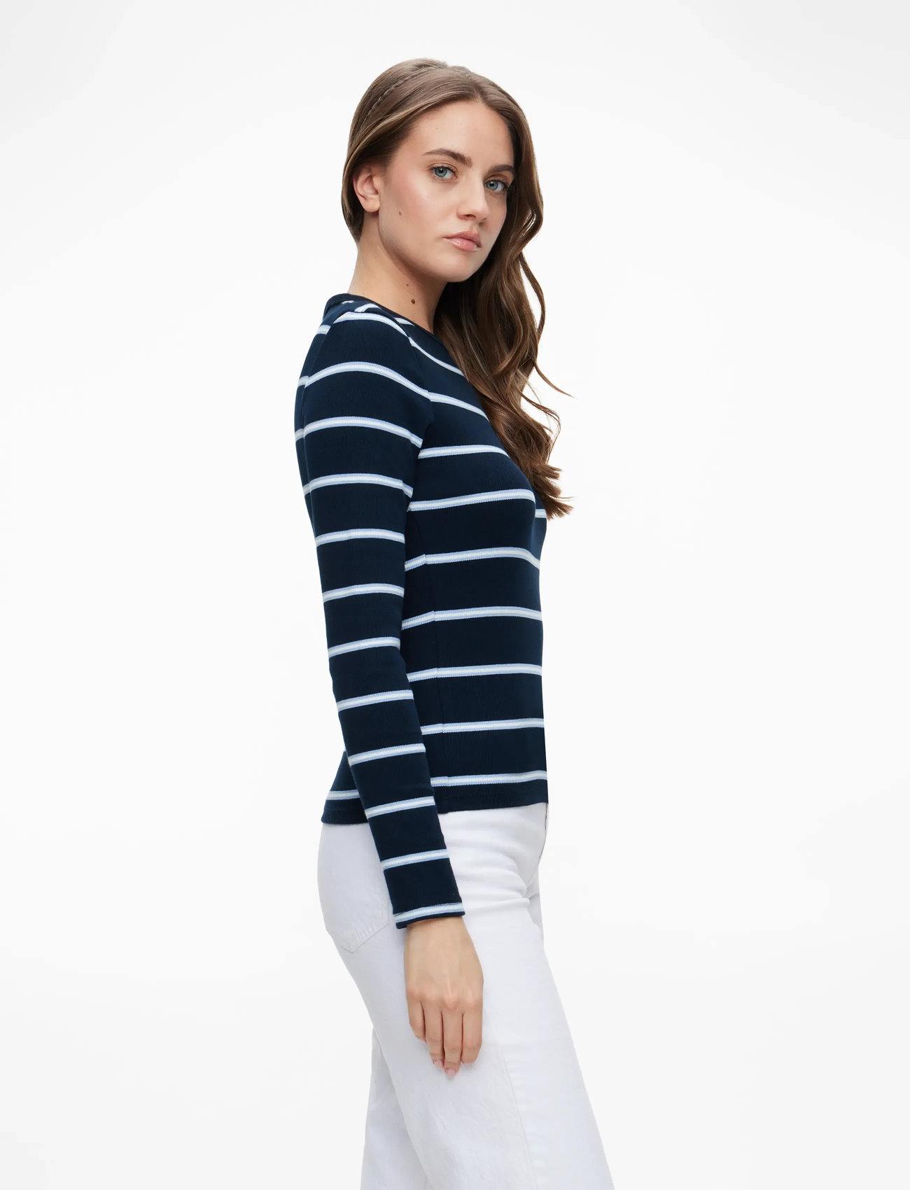 Tommy Jeans - TJW SLIM ESSENTIAL RIB LS - langärmlige tops - dark night navy / stripe - 3