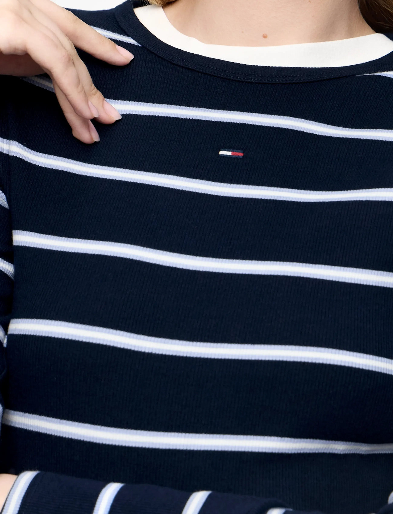 Tommy Jeans - TJW SLIM ESSENTIAL RIB LS - langärmlige tops - dark night navy / stripe - 5