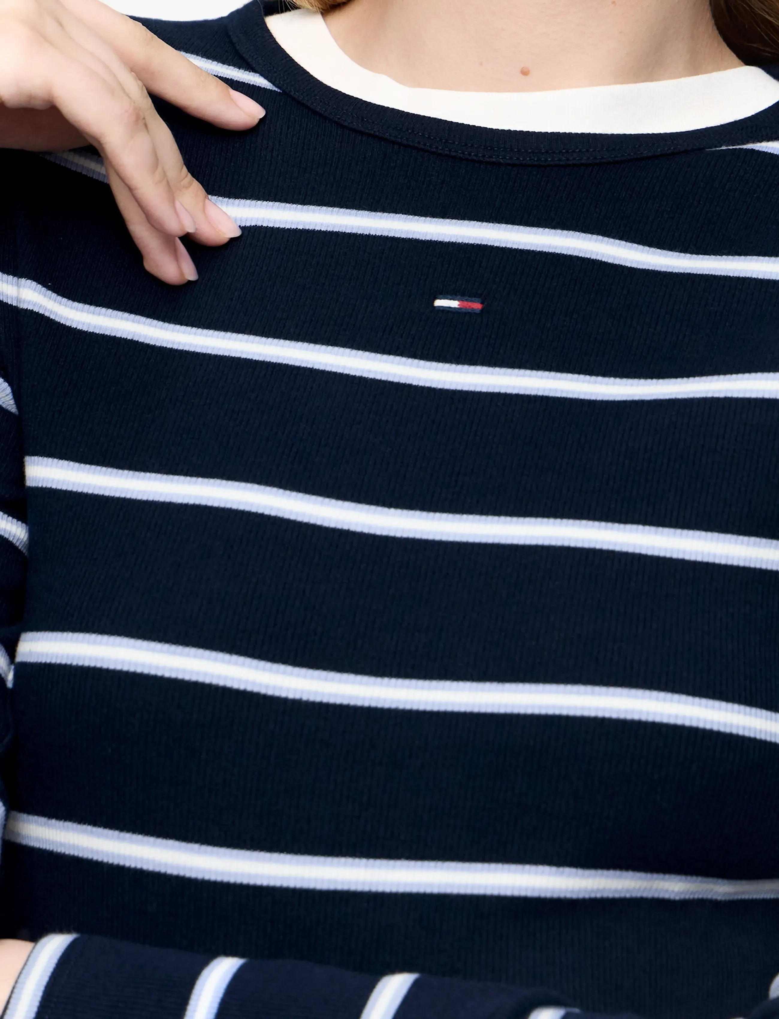 Tommy Jeans - TJW SLIM ESSENTIAL RIB LS - pitkähihaiset paidat - dark night navy / stripe - 5