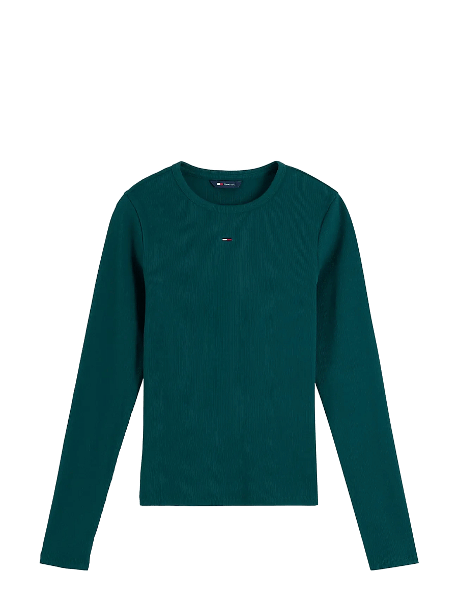 Tommy Jeans - TJW SLIM ESSENTIAL RIB LS - langärmlige tops - elegant green - 1
