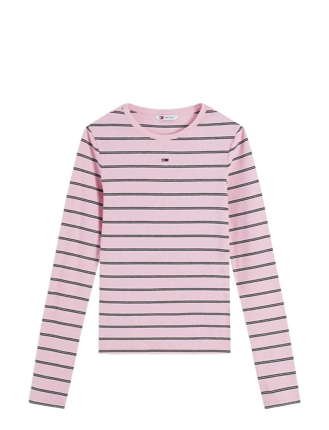 Tommy Jeans - TJW SLIM ESSENTIAL RIB LS - long-sleeved tops - pink sugar   stripe - 1