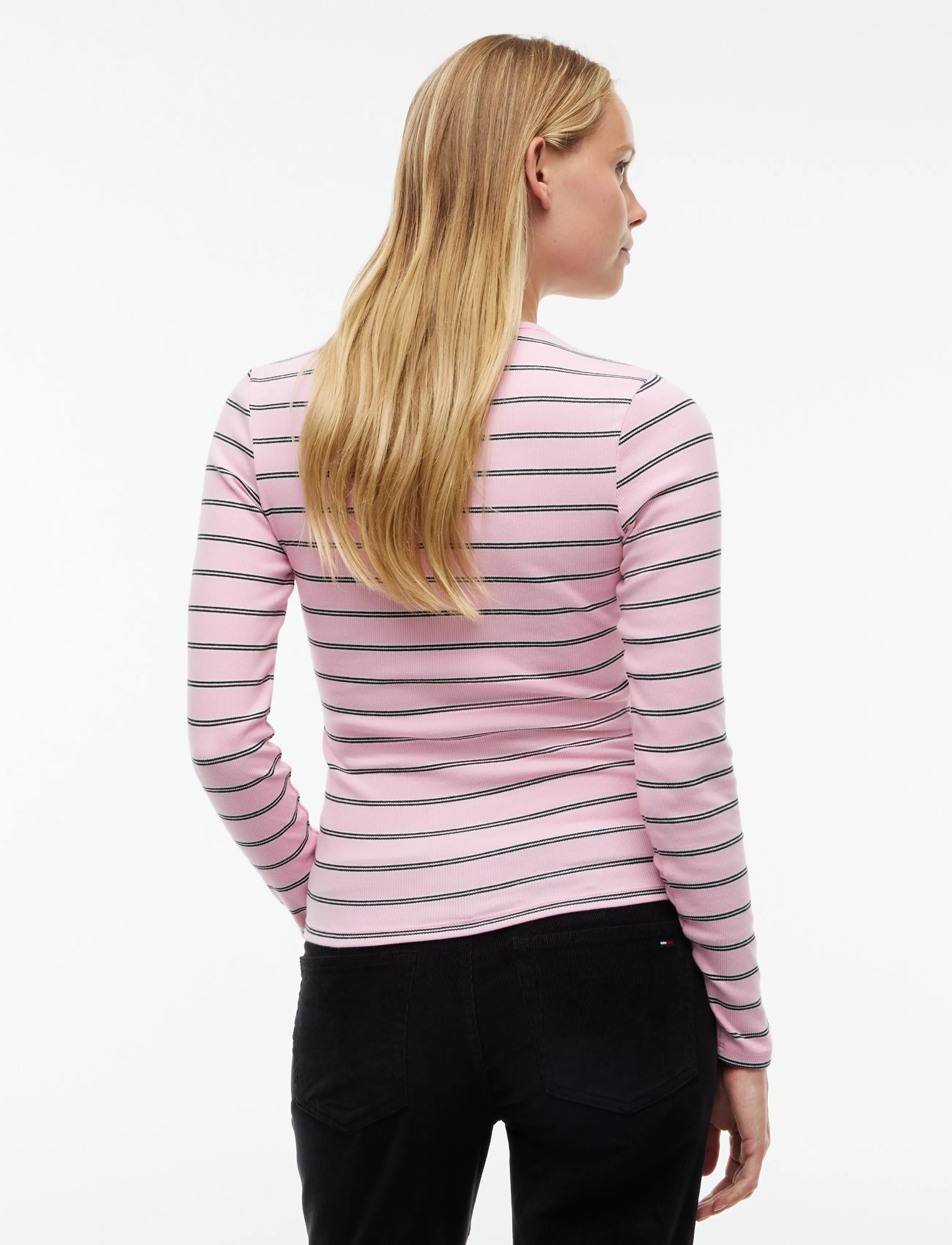 Tommy Jeans - TJW SLIM ESSENTIAL RIB LS - long-sleeved tops - pink sugar   stripe - 2