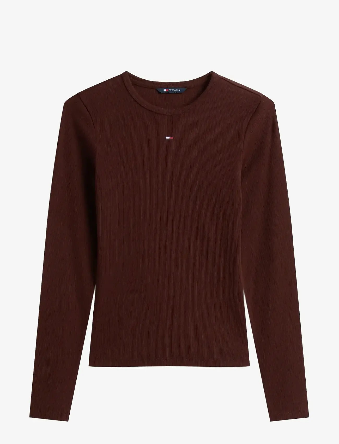 Tommy Jeans - TJW SLIM ESSENTIAL RIB LS - pikkade varrukatega alussärgid - rich brown - 1