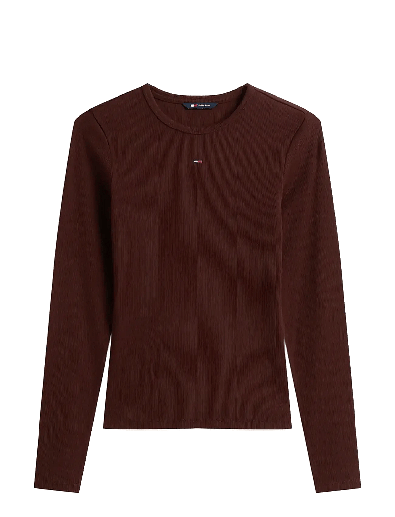 Tommy Jeans - TJW SLIM ESSENTIAL RIB LS - pikkade varrukatega alussärgid - rich brown - 1