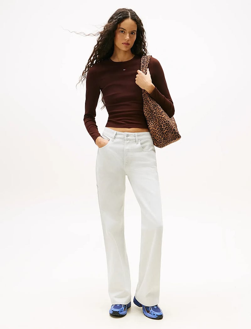 Tommy Jeans - TJW SLIM ESSENTIAL RIB LS - pikkade varrukatega alussärgid - rich brown - 2