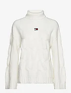 TJW BADGE TRTLNK CABLE SWEATER - ANCIENT WHITE