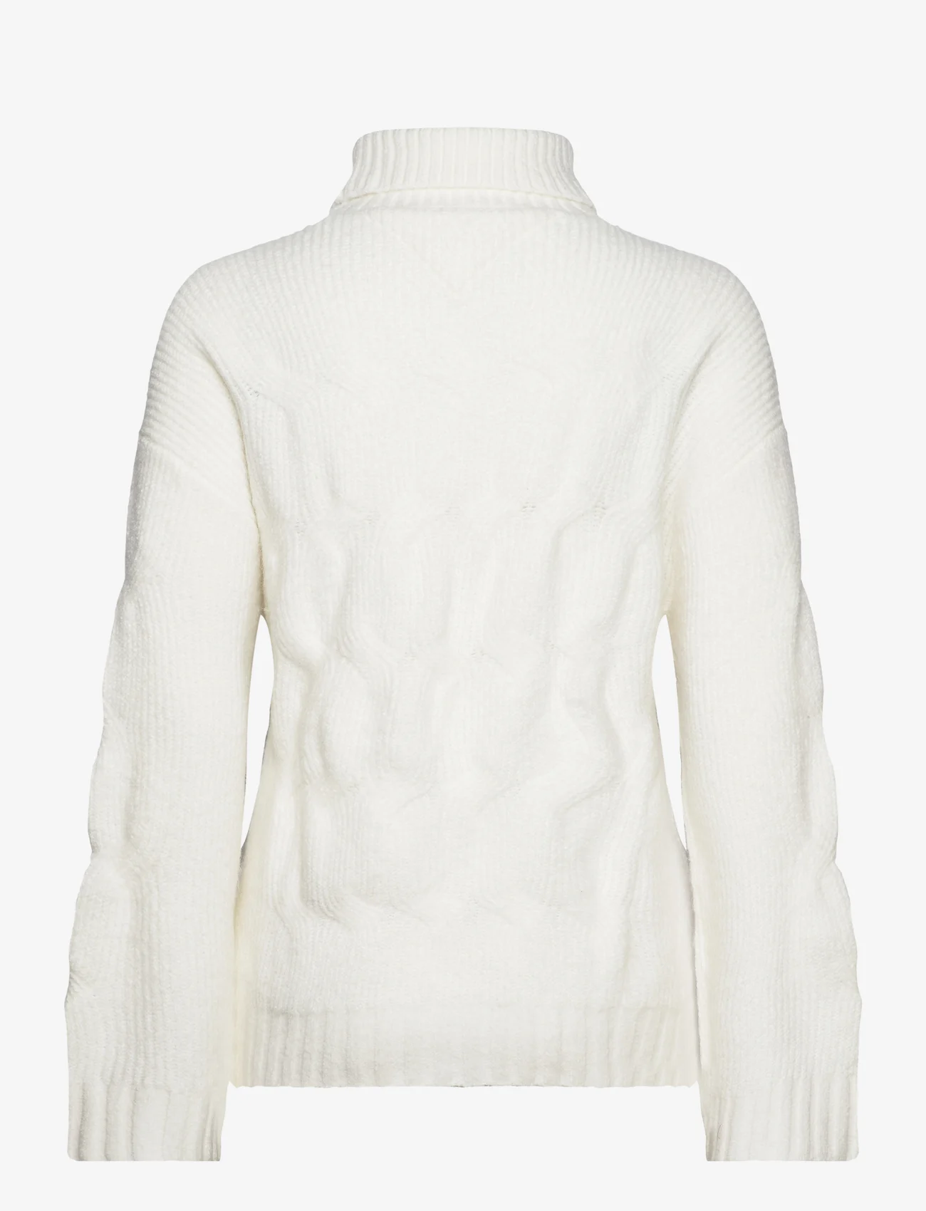 Tommy Jeans - TJW BADGE TRTLNK CABLE SWEATER - polotröjor - ancient white - 1