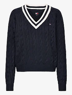 TJW V-NECK CABLE SWEATER, Tommy Jeans