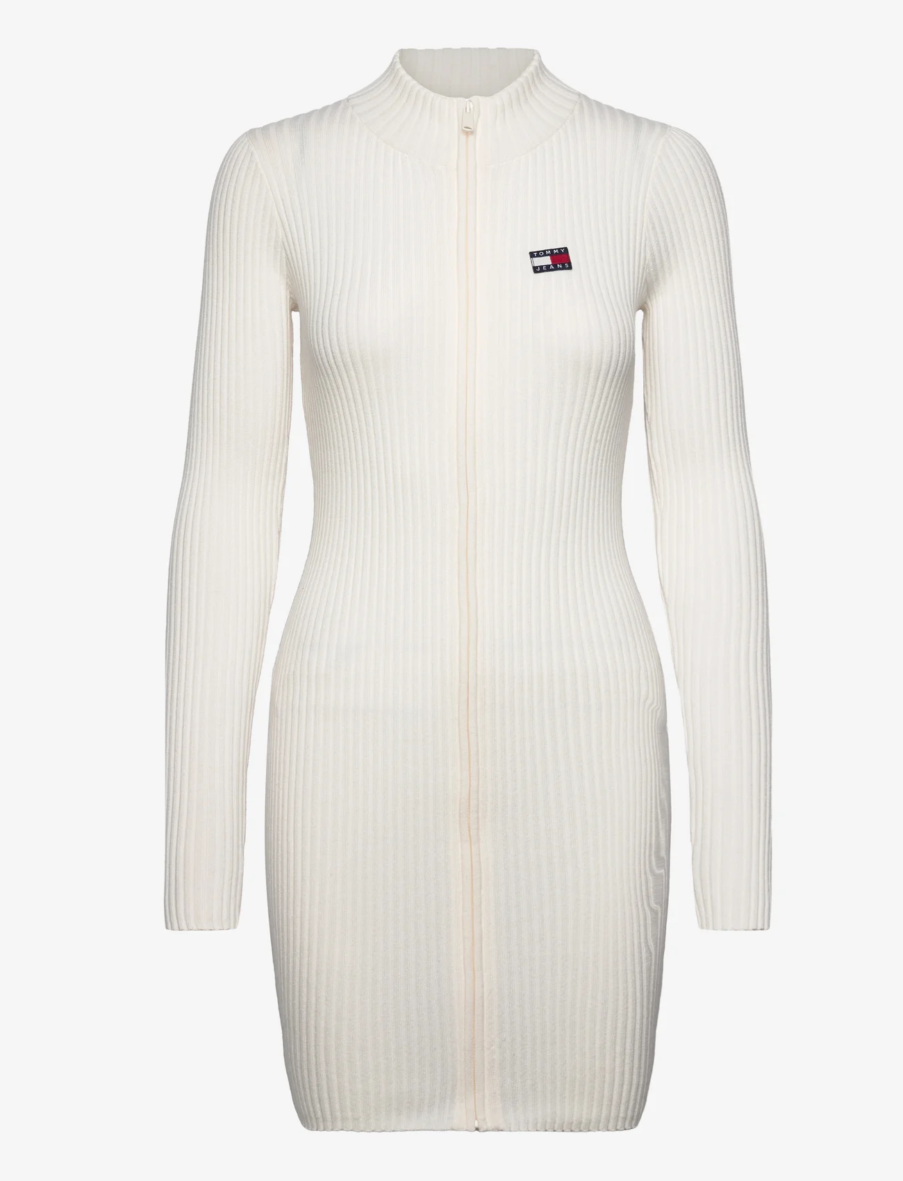 Tommy Jeans - TJW BADGE ZIP SWEATER DRESS - liibuvad kleidid - ancient white - 0