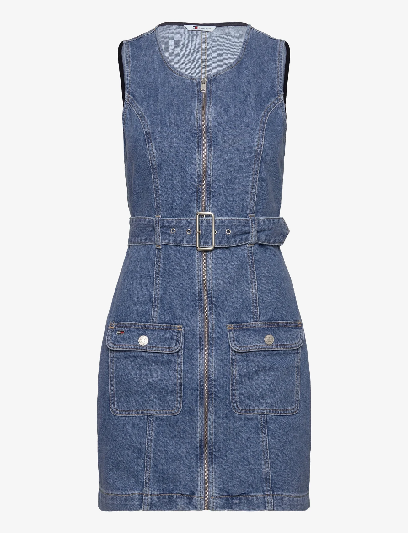 Tommy Jeans - SL BELTED ZIP DRESS BH7036 - denim dresses - denim medium - 0