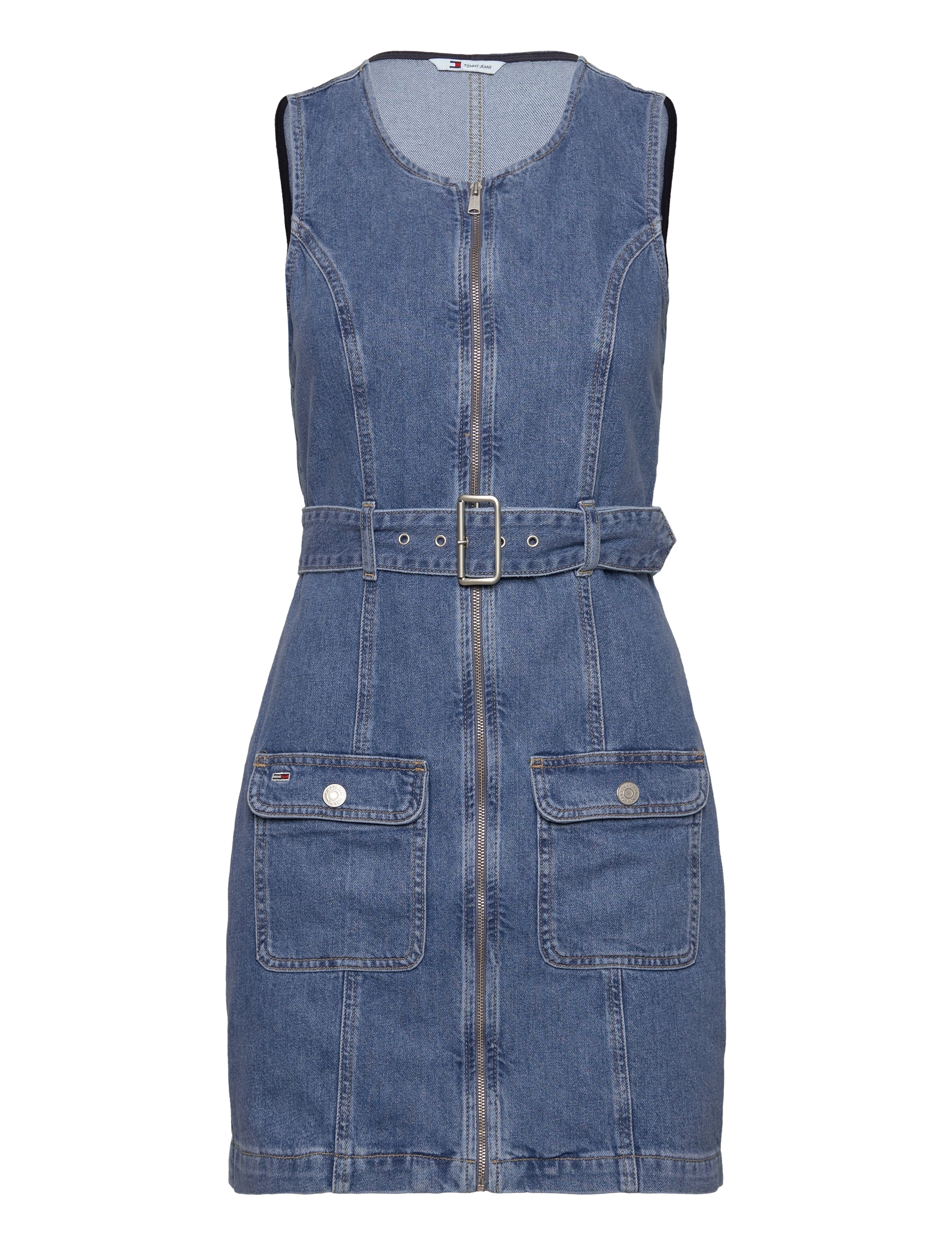 SL BELTED ZIP DRESS BH7036 - DENIM MEDIUM